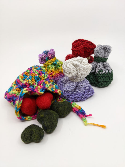 Crochet Small Pouches | Dice Bags | Large Drawstring Pouch