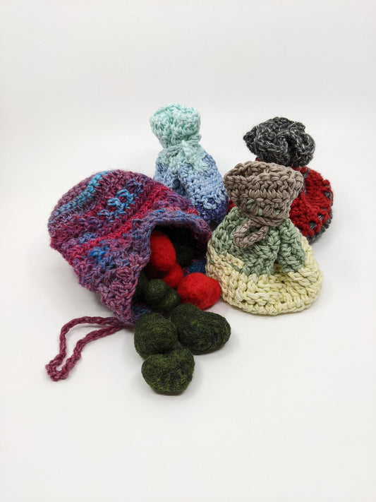 Crochet Medium Pouches | Dice Bags | Large Drawstring Pouch