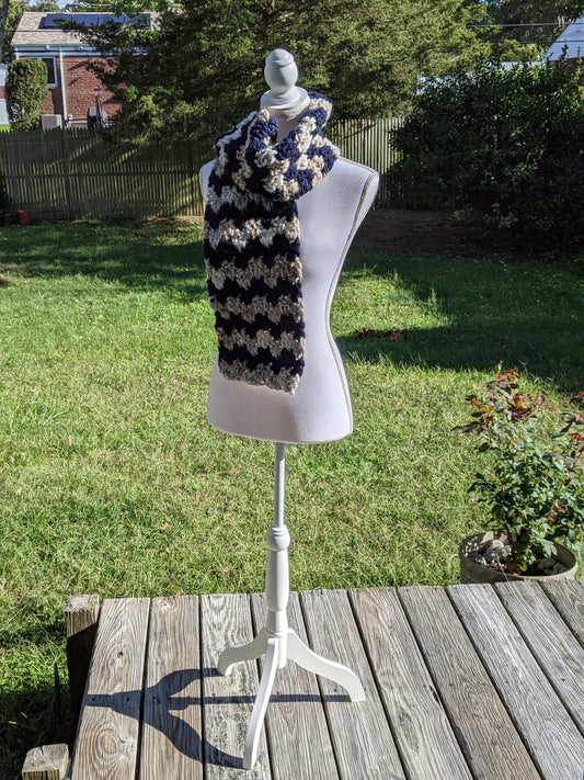 Crochet Granny Stripe Two Tone Scarf